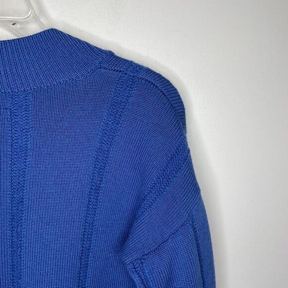 DEREK LAM Sweater Womens XS Military Blue 100% Wool Pullover V-Neck Crop - Picture 8 of 14